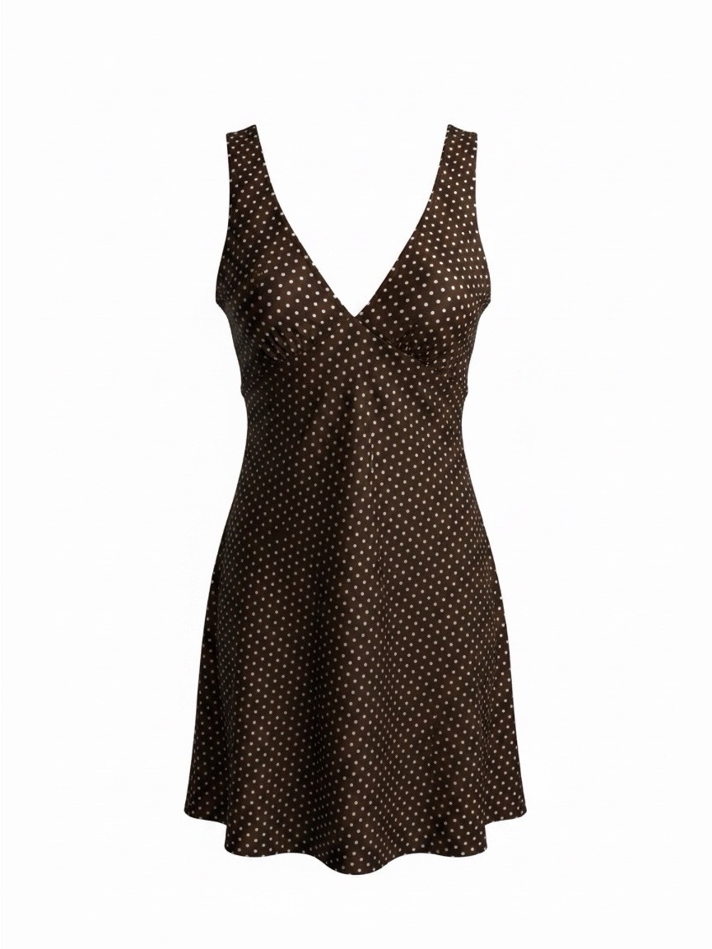 Pink by Frankie's Bikinis Brown Polka Dot V-Neck Mini Dress